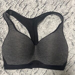Under Armour Heather Gray and Black Sports Bra